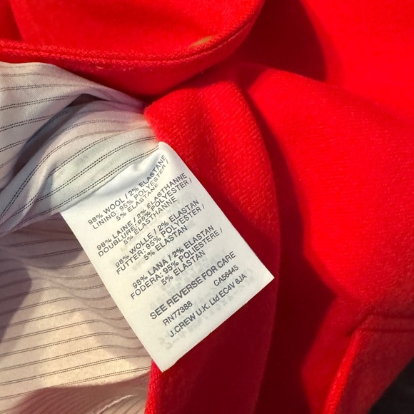 J. Crew Women's Orange Red Regent 98% Wool Stretch Lined Blazer Jacket Size 4 - Picture 7 of 7
